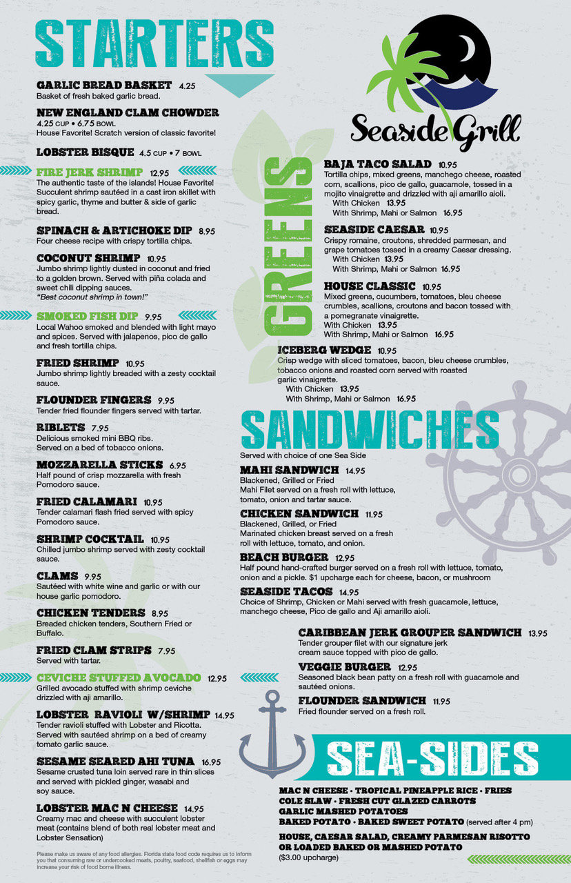 SEASIDE MENU seasidegrilltiki